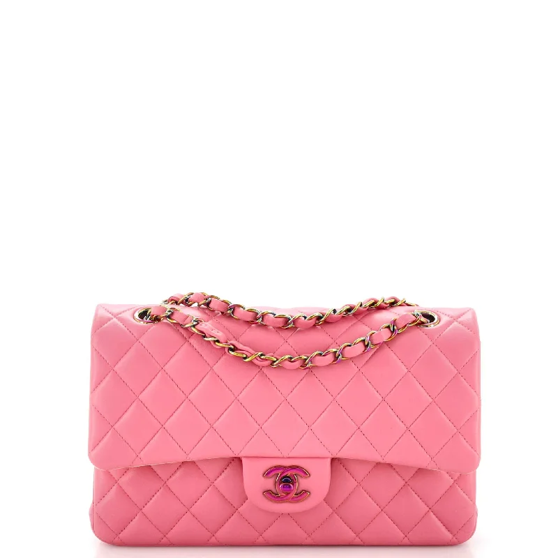 Women's Crossbody Bag with Magnetic Closure in White for Quick AccessClassic Double Flap Bag Quilted Lambskin with Rainbow Hardware Small Women's Crossbody Bag with Magnetic Closure in White for Quick AccessClassic Double Flap Bag Quilted Lambskin with Rainbow Hardware Small