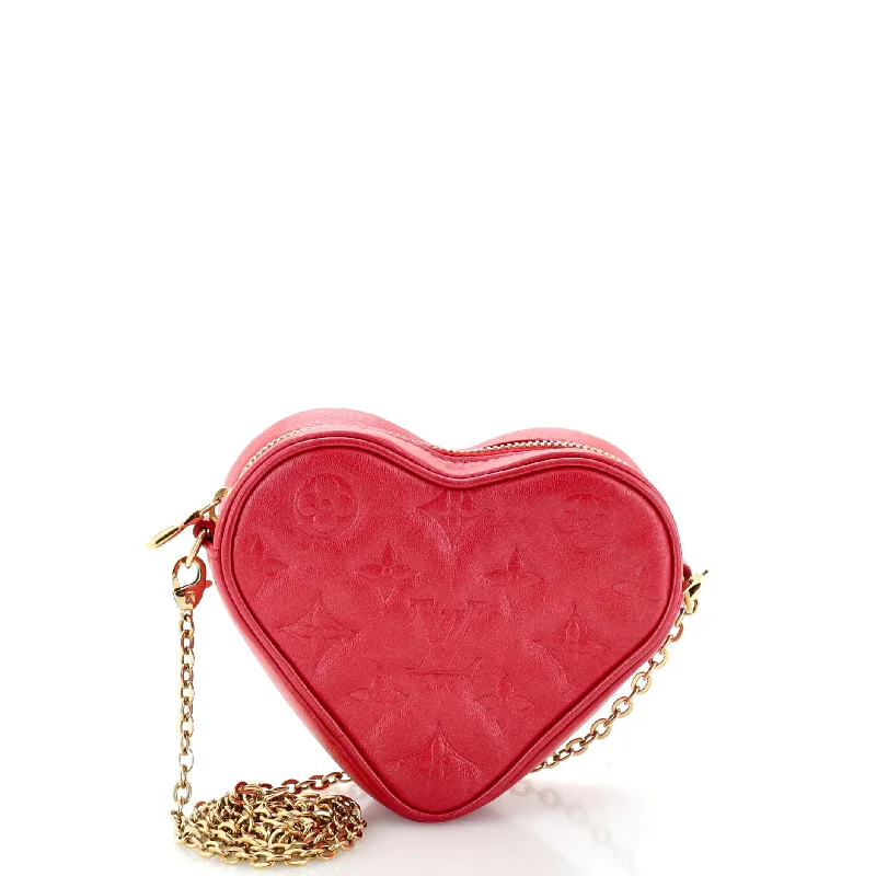 Hand - painted Canvas Crossbody Bag in Yellow for a Unique and Artistic LookCoeur Heart on Chain Bag Monogram Embossed Lambskin