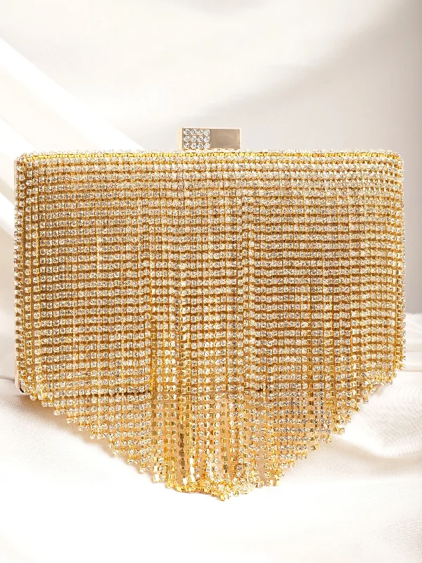 Large Sequin Clutch in Gold for Red - Carpet EventsRubans Cream With Dazzling Crystal Zirconia Embellished Contemporary tassels Clutch handbag Large Sequin Clutch in Gold for Red - Carpet EventsRubans Cream With Dazzling Crystal Zirconia Embellished Contemporary tassels Clutch handbag