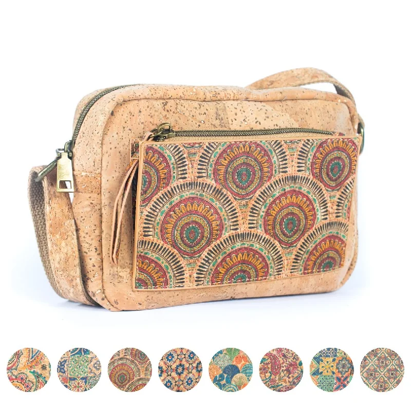 Suede Crossbody Bag in Olive Green for Fall Fashion StatementsNatural Cork Women's Printed Crossbody Bag BAGF-071 Suede Crossbody Bag in Olive Green for Fall Fashion StatementsNatural Cork Women's Printed Crossbody Bag BAGF-071