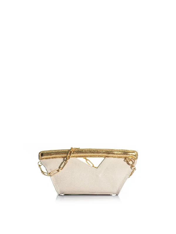 Lace - Trimmed Satin Clutch in Ivory for Garden WeddingsThe Mediterraneo Allongé