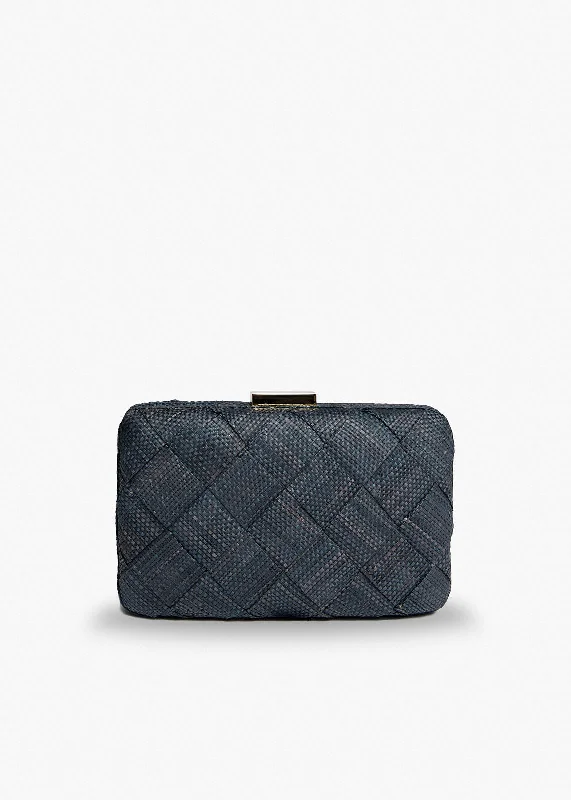 Women's Embroidered Silk Evening Bag in Navy for WeddingsCosette Woven Straw Clutch Bag