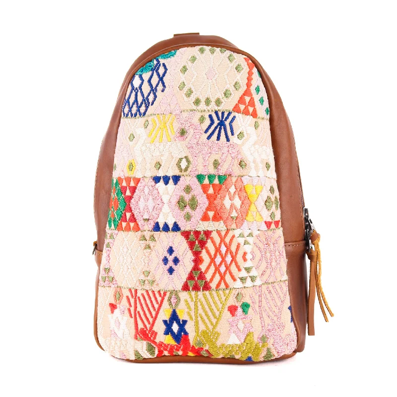 Hand - painted Canvas Crossbody Bag in Yellow for a Unique and Artistic LookCROSSBODY SLING 2.0 - OOAK - CAFE - NO. 12245