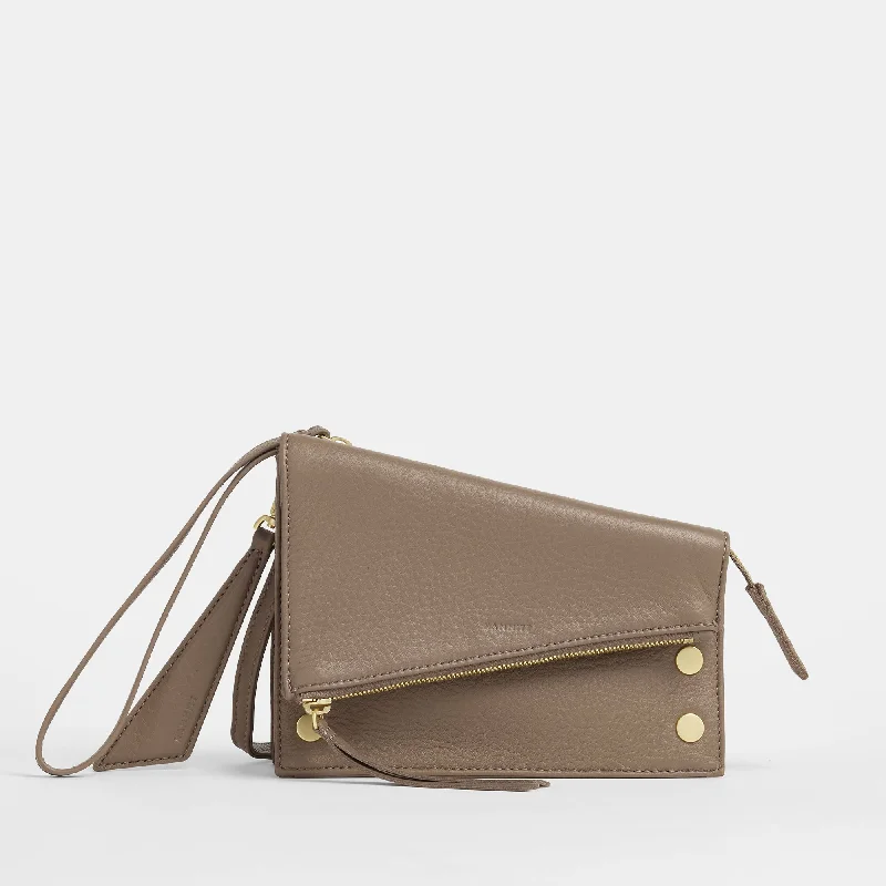 Women's Studded Leather Evening Bag in Black for Rock - n - Roll NightsCurtis | Sculpted Taupe/Brushed Gold Women's Studded Leather Evening Bag in Black for Rock - n - Roll NightsCurtis | Sculpted Taupe/Brushed Gold