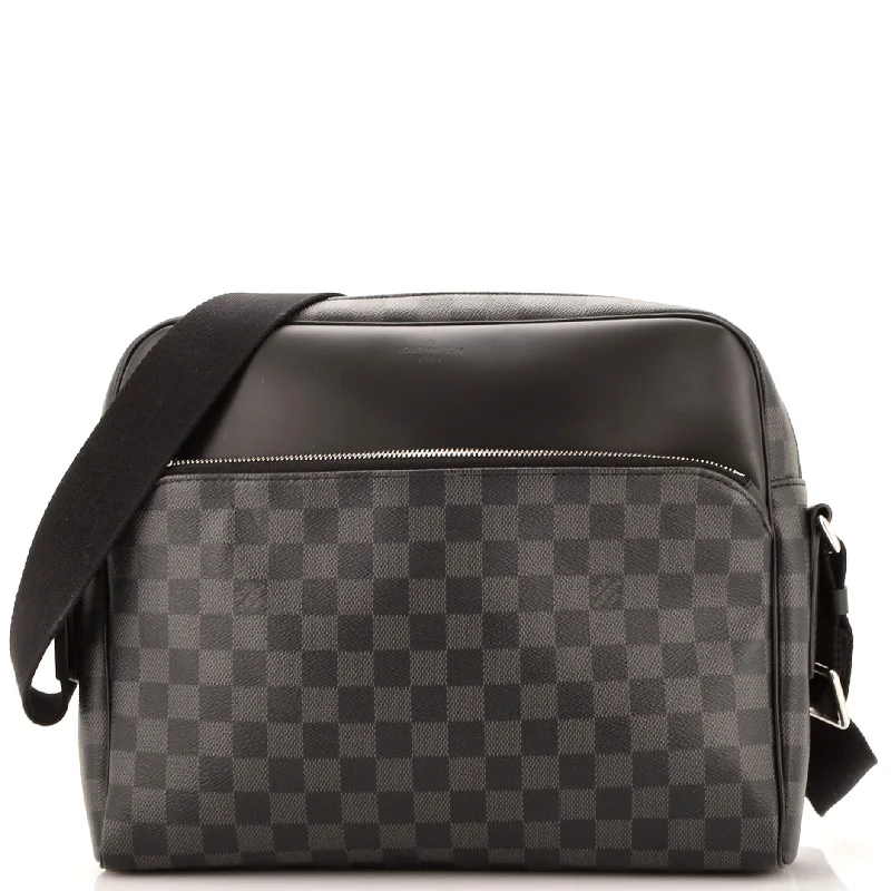 Leather - Trimmed Denim Crossbody Bag in Blue for a Vintage - Inspired LookDayton Reporter Bag Damier Graphite MM Leather - Trimmed Denim Crossbody Bag in Blue for a Vintage - Inspired LookDayton Reporter Bag Damier Graphite MM