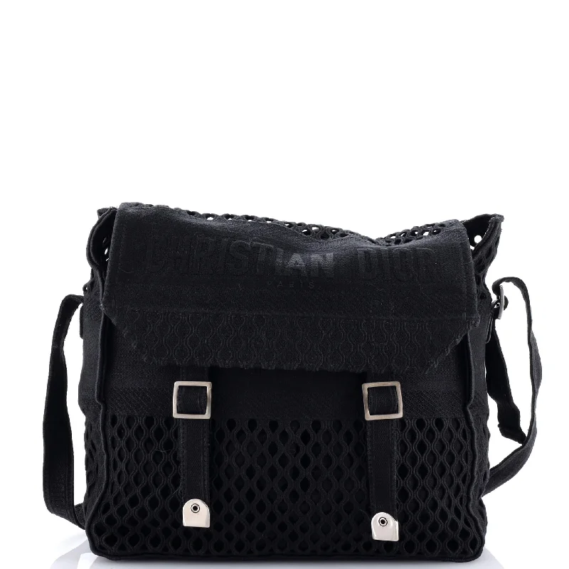 Metallic Crossbody Bag in Silver for New Year's Eve and Special CelebrationsDiorcamp Messenger Bag Camouflage Embroidered Canvas