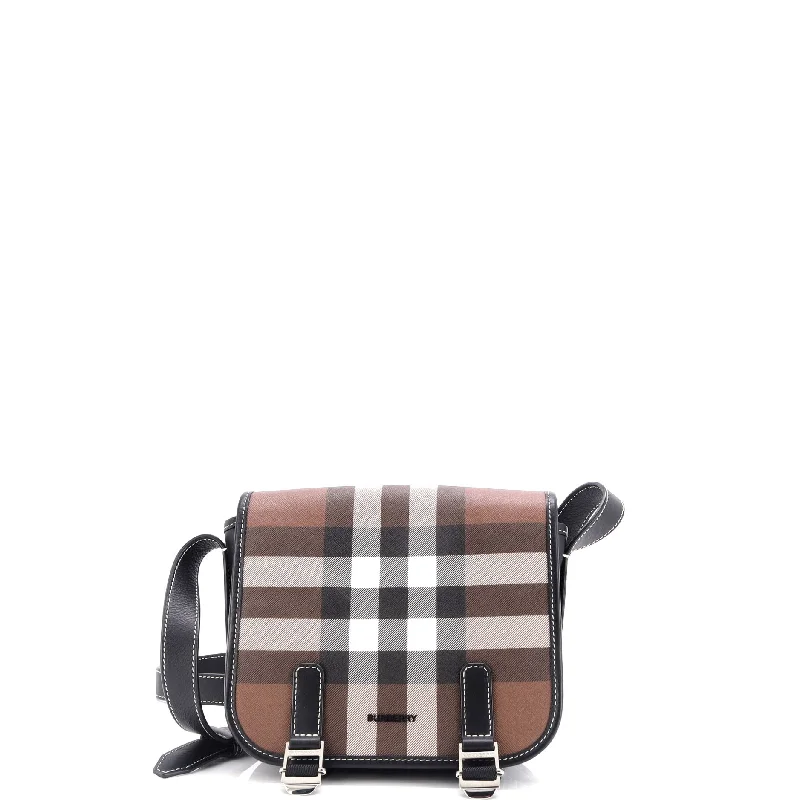 Women's Crossbody Bag with Chain Strap in Gold for a Glamorous TouchDouble Buckle Flap Messenger Bag Rider Check Coated Canvas Small Women's Crossbody Bag with Chain Strap in Gold for a Glamorous TouchDouble Buckle Flap Messenger Bag Rider Check Coated Canvas Small