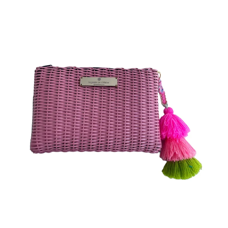 Women's Metallic Leather Clutch in Rose Gold for Valentine's DateDusty Rose Lemon Drop Citron - Small
