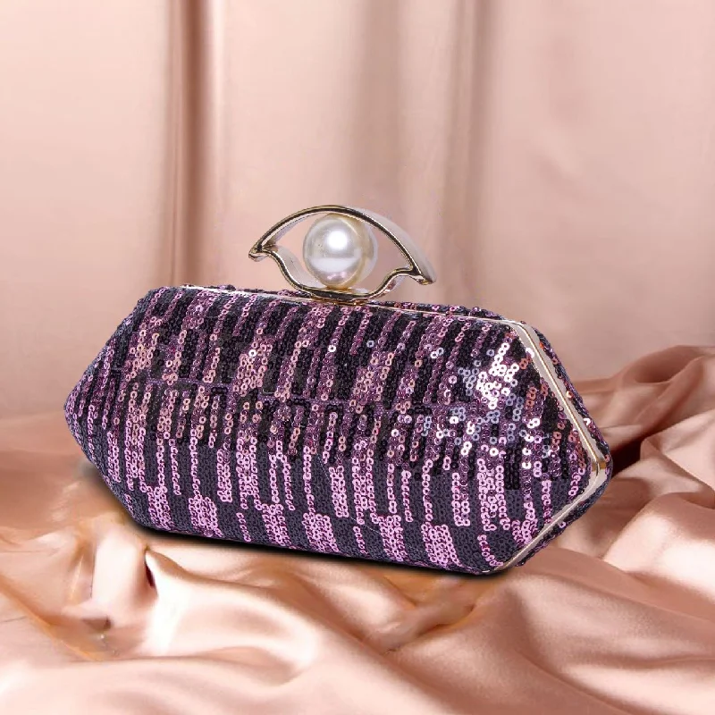 Bejeweled Clutch in Purple for Opera PerformancesElegant Sequence Party Clutch