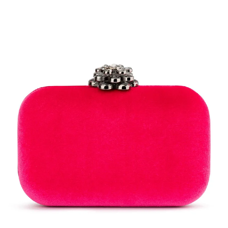 Velvet Clutch Bag in Burgundy with Crystal Embellishments for Formal DinnersEMILIA Velvet Clutch