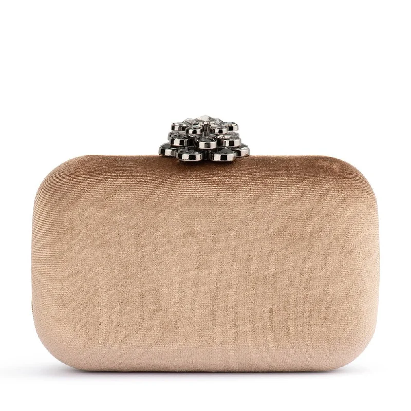 Women's Monogrammed Leather Clutch in Tan for Personalized StyleEMILIA Velvet Clutch