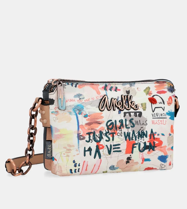 Geometric - Printed PVC Crossbody Bag in Multicolor for Trendy Street StyleFancy triple compartment shoulder bag