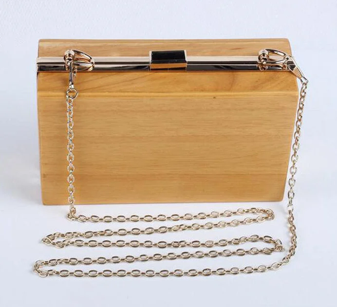 Geometric - Patterned PVC Evening Bag in Multicolor for Trendy Nights OutWooden Clutch Bag