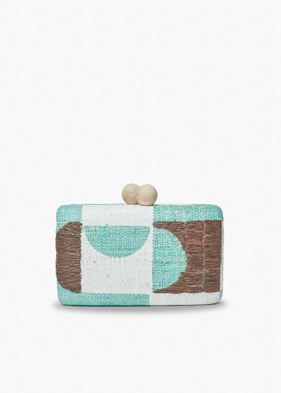 Leather Clutch with Chain Strap in Black for Cocktail PartiesFaye Embroidered Straw Clutch Bag