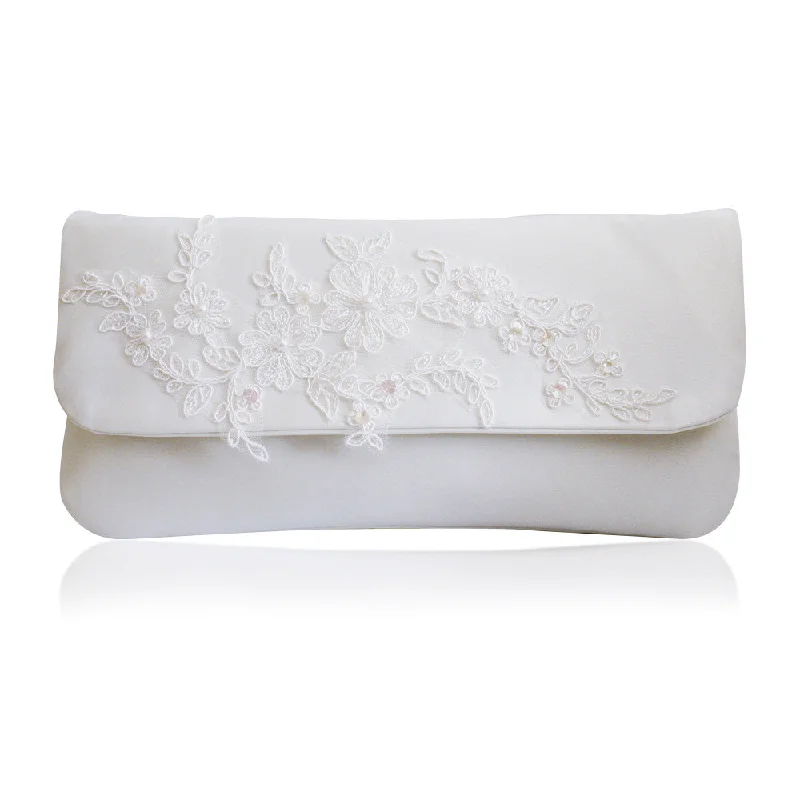 Pearl - Embellished Clutch in Cream for Bridal ShowersIvory lace and sequin applique bridal wedding clutch FELICITY Pearl - Embellished Clutch in Cream for Bridal ShowersIvory lace and sequin applique bridal wedding clutch FELICITY