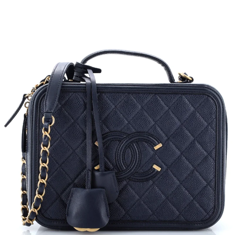 Leather - Trimmed Denim Crossbody Bag in Blue for a Vintage - Inspired LookFiligree Vanity Case Quilted Caviar Large Leather - Trimmed Denim Crossbody Bag in Blue for a Vintage - Inspired LookFiligree Vanity Case Quilted Caviar Large