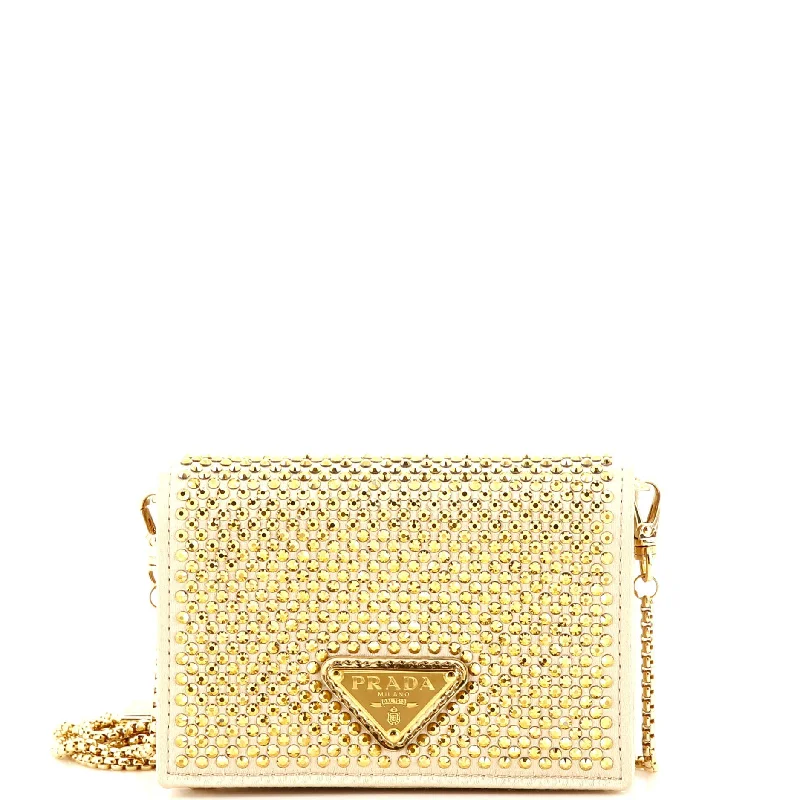 Women's Small Leather Crossbody Bag in Black with Gold Hardware for Evening PartiesFlap Card Holder with Chain Satin with Crystals Women's Small Leather Crossbody Bag in Black with Gold Hardware for Evening PartiesFlap Card Holder with Chain Satin with Crystals