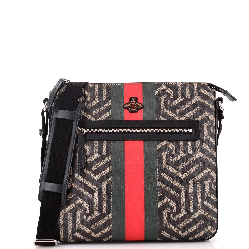 Hand - painted Canvas Crossbody Bag in Yellow for a Unique and Artistic LookFront Zip Messenger Caleido GG Coated Canvas Medium