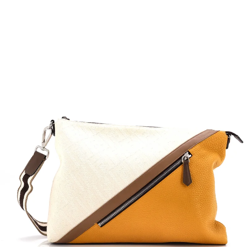 Geometric - Printed PVC Crossbody Bag in Multicolor for Trendy Street StyleFront Zip Messenger Zucca Jacquard with Leather Large