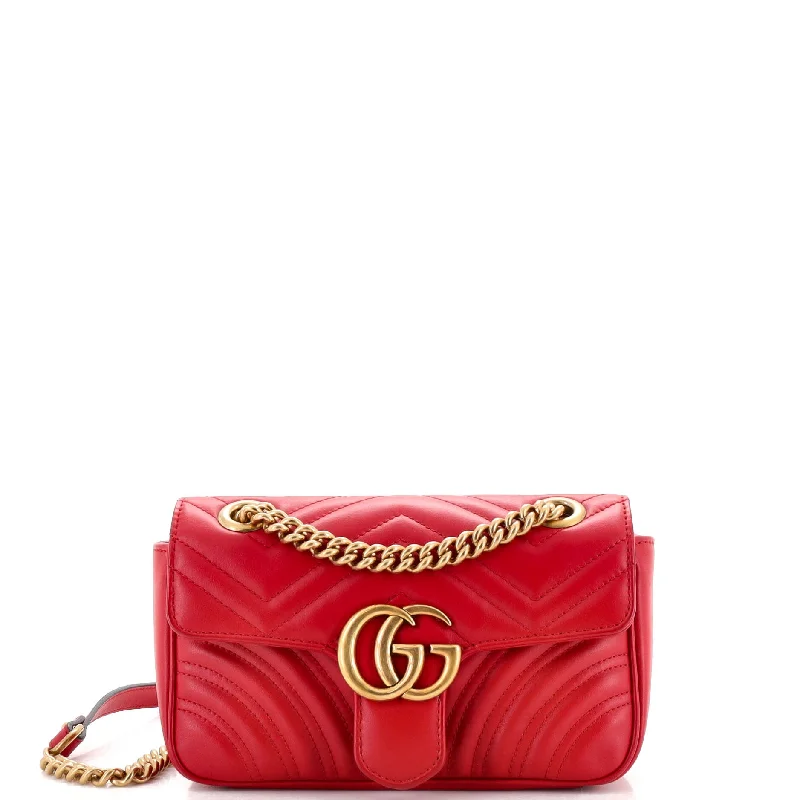 Women's Crossbody Bag with Adjustable Strap in Orange for Customizable ComfortGG Marmont Flap Bag Matelasse Leather Mini