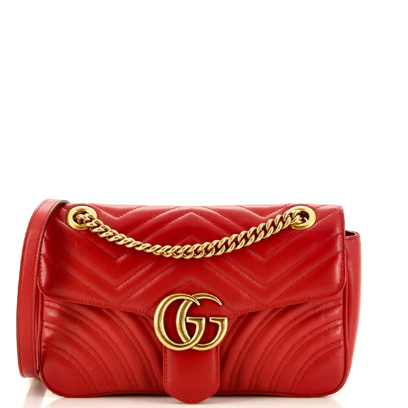 Women's Crossbody Bag with Magnetic Closure in White for Quick AccessGG Marmont Flap Bag Matelasse Leather Small