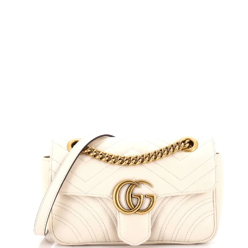 Quilted Leather Crossbody Bag in Cream for a Classic and Elegant AppearanceGG Marmont Flap Bag Matelasse Leather Small