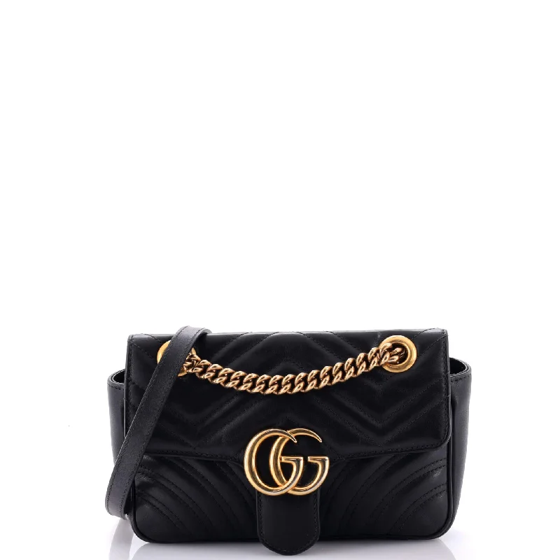 Women's Small Leather Crossbody Bag in Black with Gold Hardware for Evening PartiesGG Marmont Flap Bag Matelasse Leather Small Women's Small Leather Crossbody Bag in Black with Gold Hardware for Evening PartiesGG Marmont Flap Bag Matelasse Leather Small