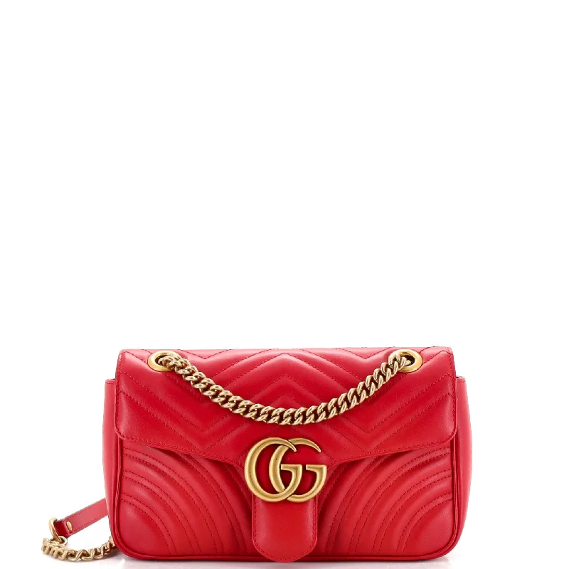 Women's Crossbody Bag with Adjustable Strap in Orange for Customizable ComfortGG Marmont Flap Bag Matelasse Leather Small