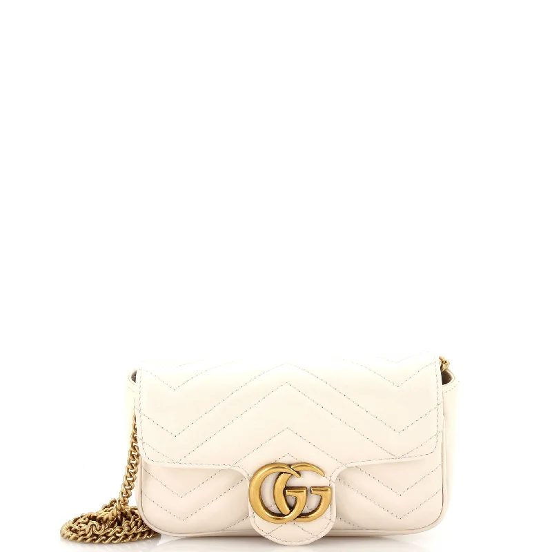 Women's Crossbody Bag with Magnetic Closure in White for Quick AccessGG Marmont Flap Bag Matelasse Leather Super Mini Women's Crossbody Bag with Magnetic Closure in White for Quick AccessGG Marmont Flap Bag Matelasse Leather Super Mini