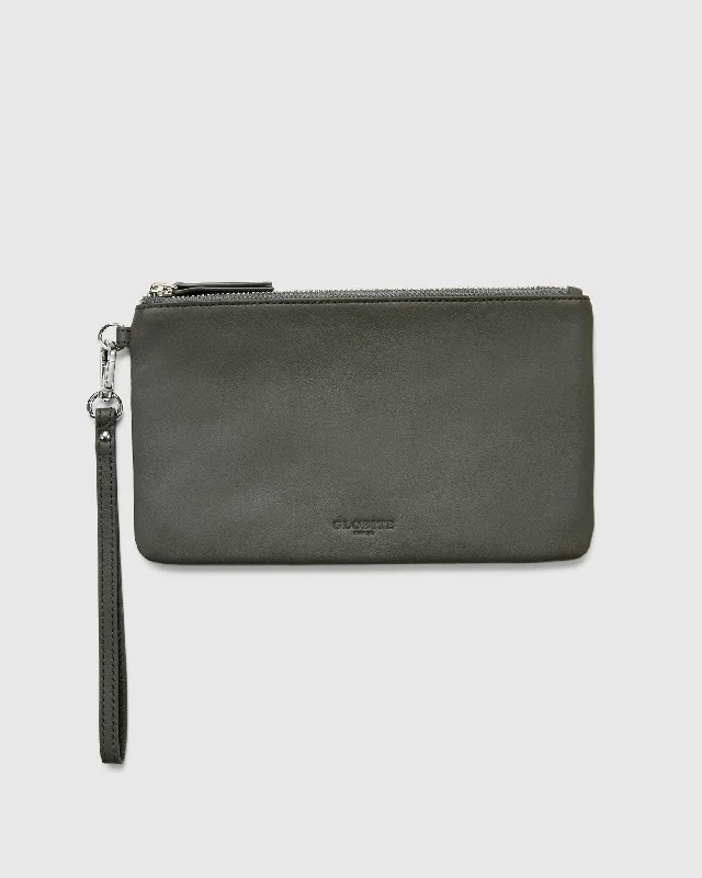 Women's Small Beaded Clutch in Silver for New Year's Eve PartyOrange Grey Leather Clutch Travel Pouch Women's Small Beaded Clutch in Silver for New Year's Eve PartyOrange Grey Leather Clutch Travel Pouch