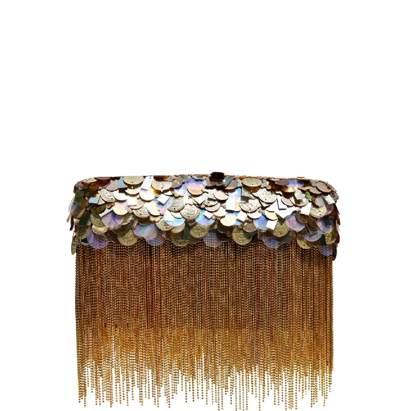 Women's Lizard - Print Clutch in Brown for a Chic LookGold Shimmy Ombre' Clutch
