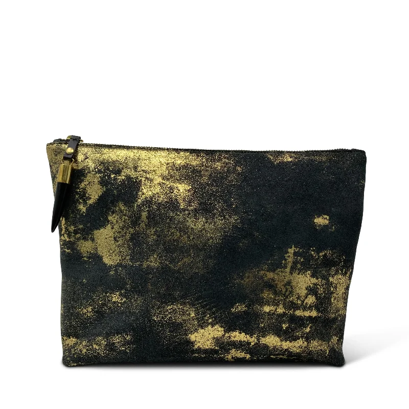 Large Sequin Clutch in Gold for Red - Carpet EventsGold Splatter Medium Pouch