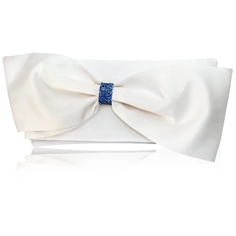 Women's Faux Fur Clutch in White for Winter BallsIvory satin bow wedding day clutch, choose your colour QUINN