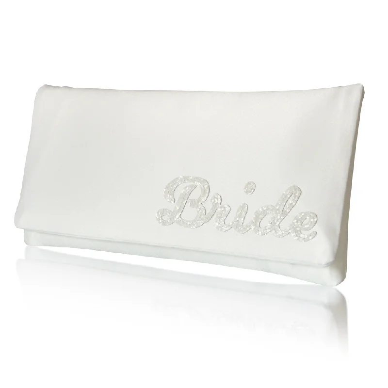 Women's Lizard - Print Clutch in Brown for a Chic LookIvory satin BRIDE bridal wedding clutch handbag