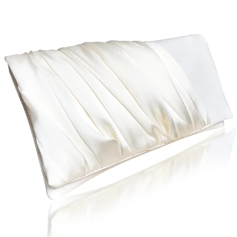 Lace - Trimmed Satin Clutch in Ivory for Garden WeddingsIvory ruched satin wedding day clutch ELLA