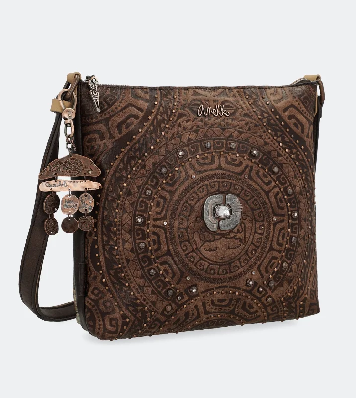 Large Faux Leather Crossbody Bag in Brown with Tassel Details for Casual TravelIxchel Walking crossbody bag Large Faux Leather Crossbody Bag in Brown with Tassel Details for Casual TravelIxchel Walking crossbody bag