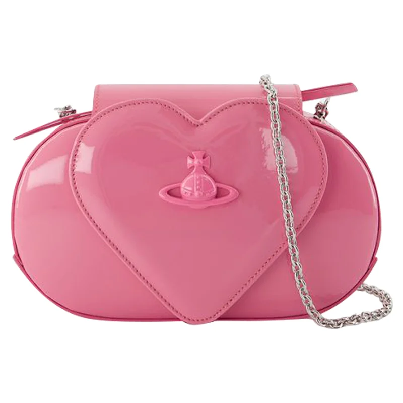 Women's Small Leather Crossbody Bag in Black with Gold Hardware for Evening PartiesJonny Heart Flap Crossbody - Vivienne Westwood - Leather - Pink
