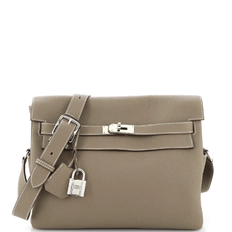 Large Faux Leather Crossbody Bag in Brown with Tassel Details for Casual TravelKelly Messenger Bag Togo GM