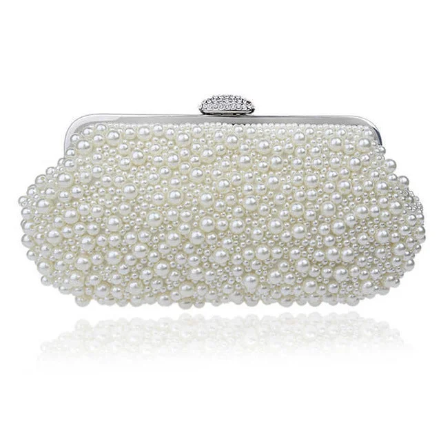 Floral - Printed Satin Clutch in Pink for Spring GalasPearl Clutch Purse
