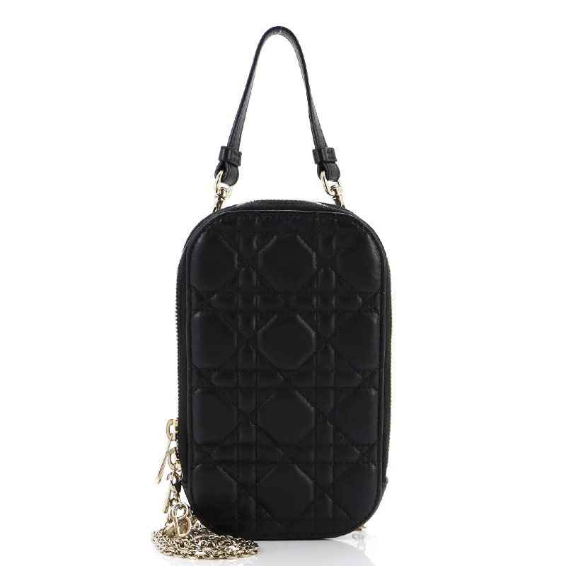 Women's Crossbody Bag with Multiple Compartments in Gray for Organized Daily UseLady Dior Phone Holder on Chain Cannage Quilt Lambskin Women's Crossbody Bag with Multiple Compartments in Gray for Organized Daily UseLady Dior Phone Holder on Chain Cannage Quilt Lambskin