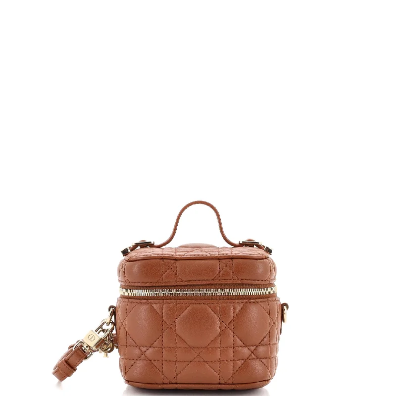 Metallic Crossbody Bag in Silver for New Year's Eve and Special CelebrationsLady Dior Vanity Case Cannage Quilt Lambskin Micro