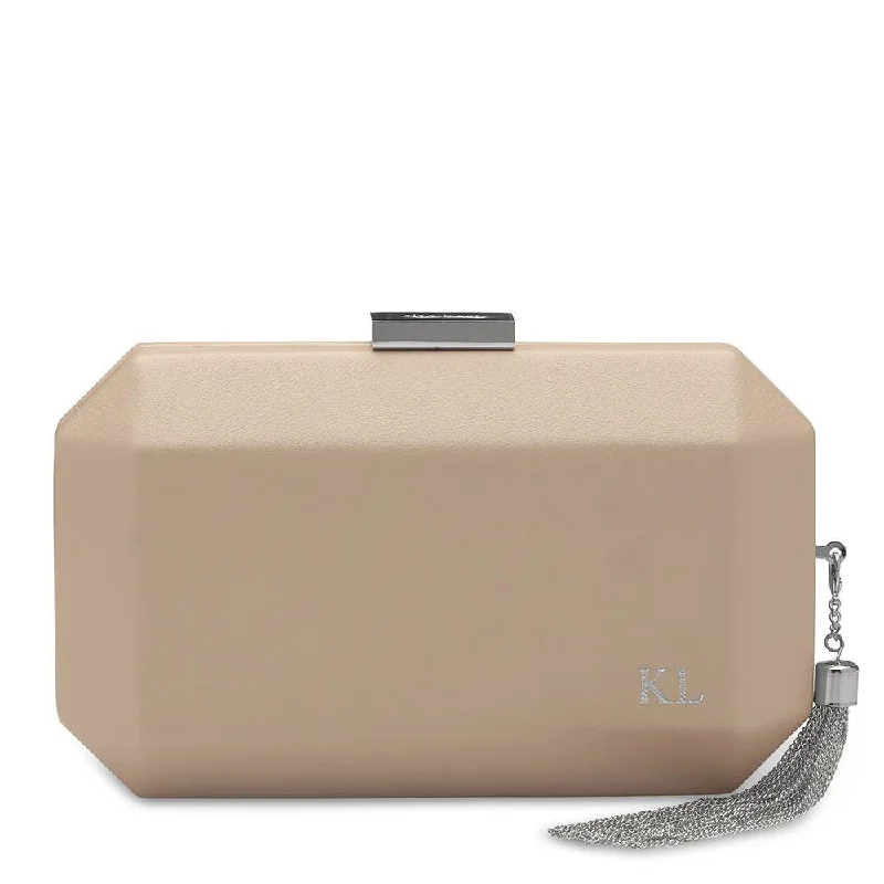 Quilted Leather Evening Bag in Gray for Sophisticated EventsLIA Monogrammed Clutch