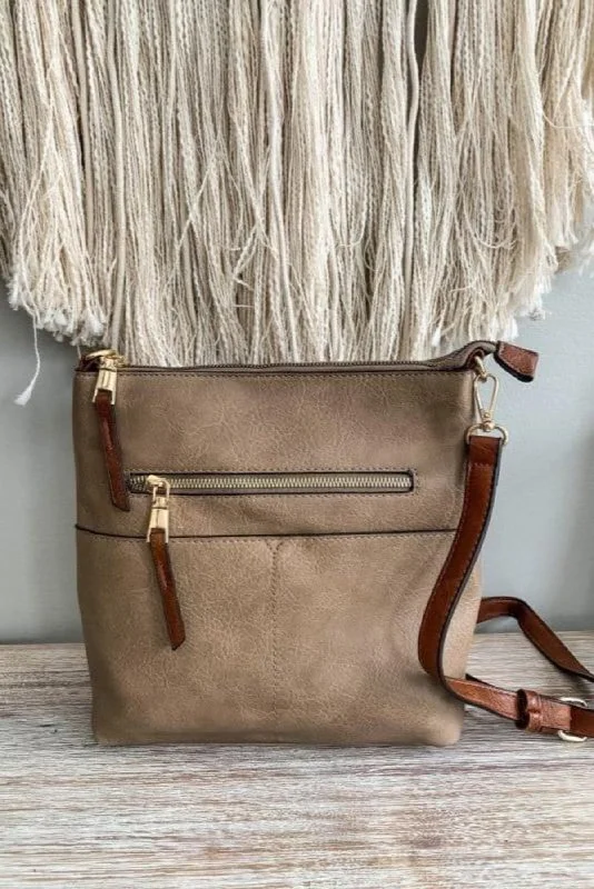 Leather - Trimmed Denim Crossbody Bag in Blue for a Vintage - Inspired LookLQF038Z Elina Zipper Front Crossbody Bag