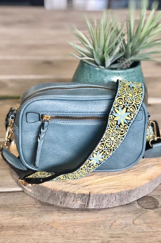 Women's Crossbody Bag with Adjustable Strap in Orange for Customizable ComfortLQF052 Boho Guitar Strap Crossbody Bag