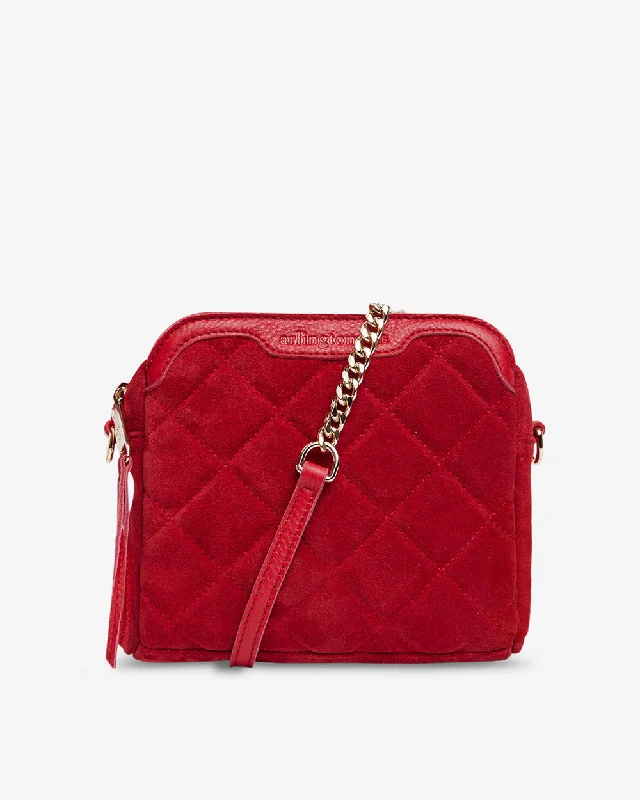 Women's Metallic Leather Clutch in Rose Gold for Valentine's DateLucia Bag - Red