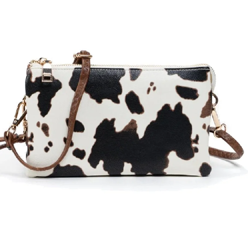 Women's Crossbody Bag with Magnetic Closure in White for Quick AccessM013 Animal 3 Compartments Crossbody Bag