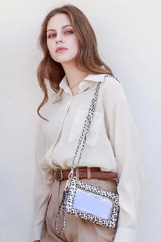 Women's Mini Crossbody Bag in Pink Velvet with Rhinestone Accents for Girls' Nights OutM2002 Three Compartments Crossbody w/Clear Phone Window