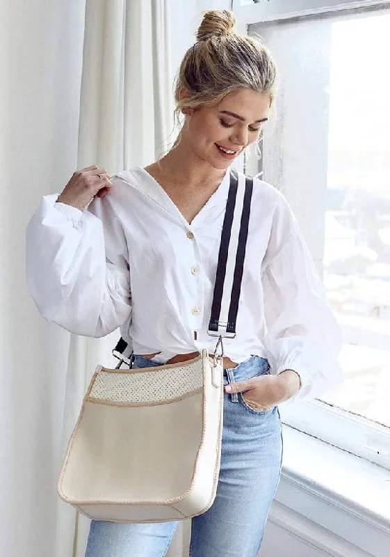 Leather - Trimmed Denim Crossbody Bag in Blue for a Vintage - Inspired LookM2024 Neoprene Crossbody w/Guitar Strap