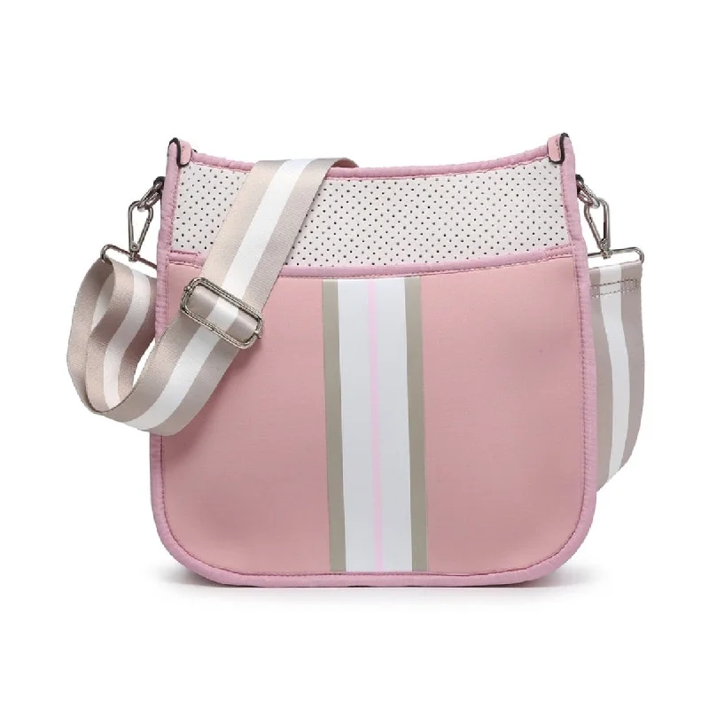 Women's Small Leather Crossbody Bag in Black with Gold Hardware for Evening PartiesM2024STRP Stripe Neoprene Crossbody w/ Guitar Strap