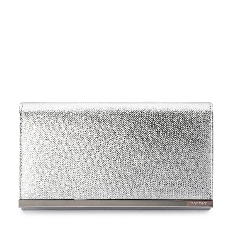 Women's Lizard - Print Clutch in Brown for a Chic LookMADDIE Metallic Embossed Foldover Clutch